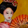 Peinture à l'huile sur toile - Cheyenne ODIE - Geisha