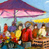 Peinture à l'huile sur toile -  Michèle POTOT - Marché campagnard