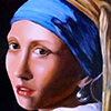 Peinture à l'huile sur toile - Bernadette FERREIRA - La jeune fille à la perle
